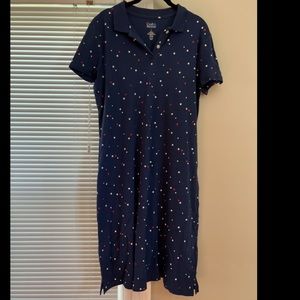 Croft & Barrow Navy Blue Collared Star Dress
